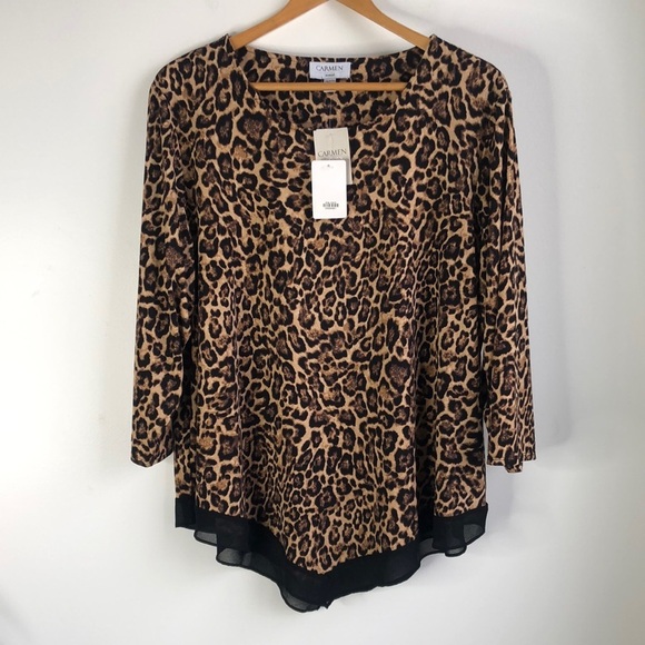 Carmen Marc Valvo Animal Print Women's Top - Picture 2 of 6